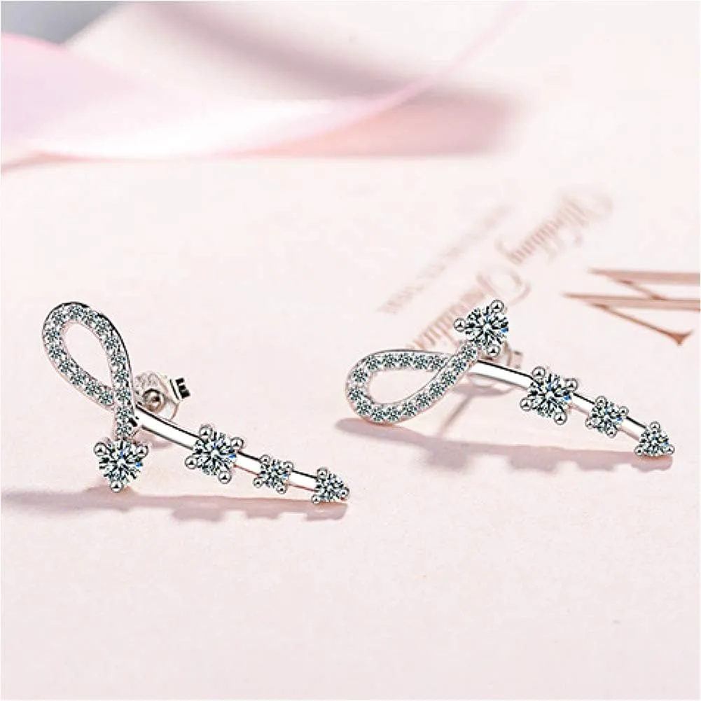 14K Gold Plated Cubic Zirconia Ear Crawler Earrings Ear Cuffs Hoop Climber Cartilage Earrings Piercing CZ Hypoallergenic Earring for Women
