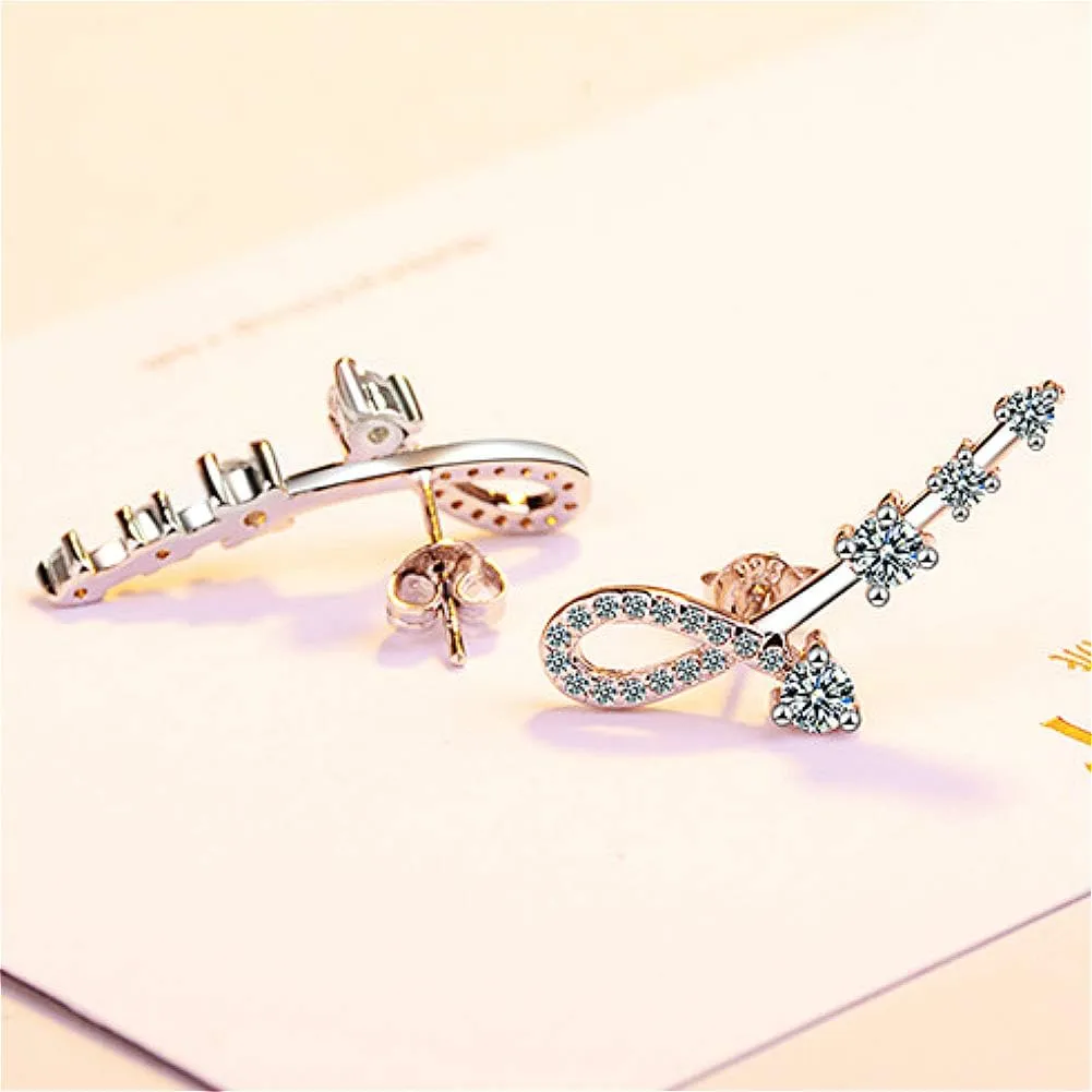 14K Gold Plated Cubic Zirconia Ear Crawler Earrings Ear Cuffs Hoop Climber Cartilage Earrings Piercing CZ Hypoallergenic Earring for Women