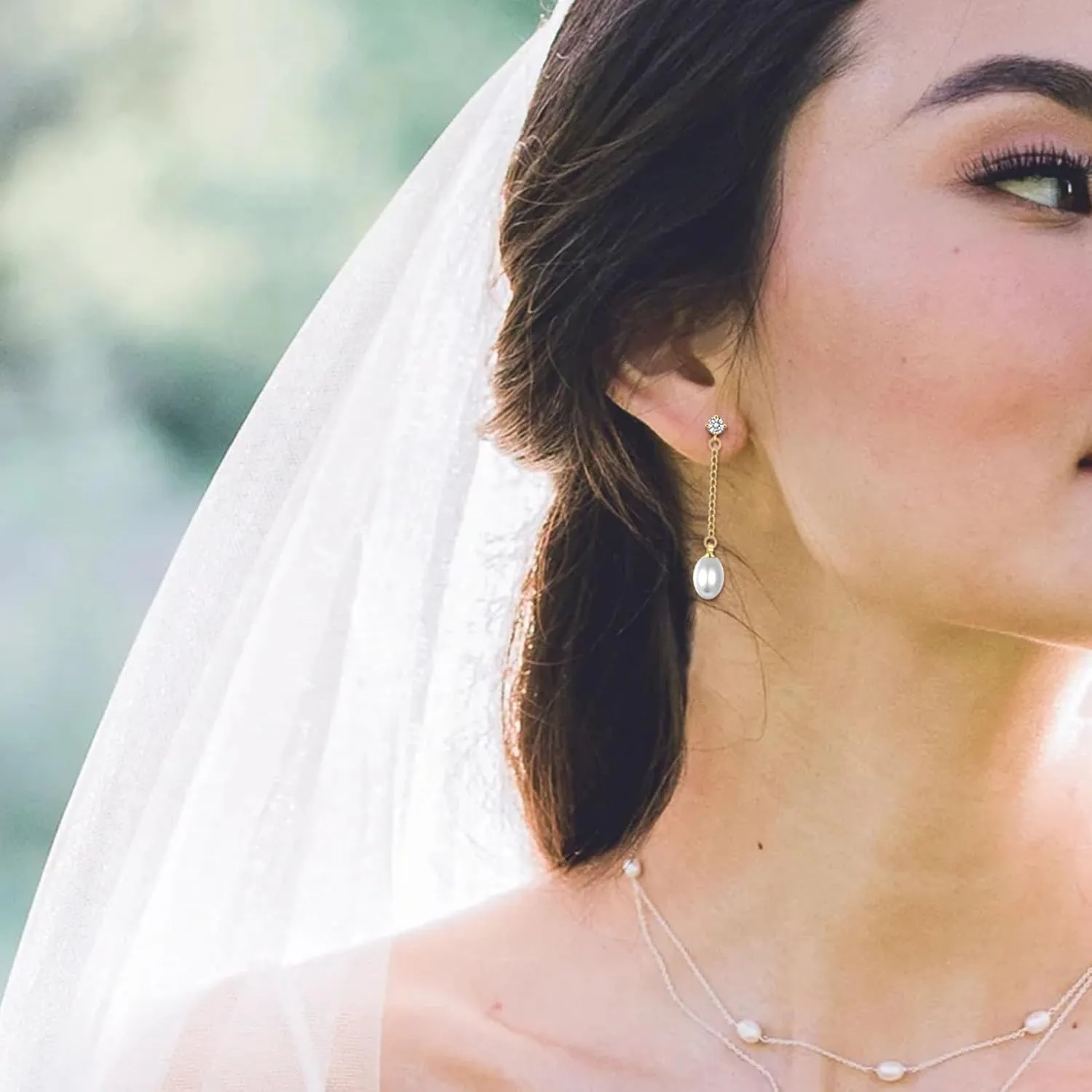 14K Gold Plated Sterling Silver Post Shell Pearl Drop Earrings Cubic Zirconia Studs Dangle Dangling Earrings | Pearl Earrings for Women Bridesmaid Bride