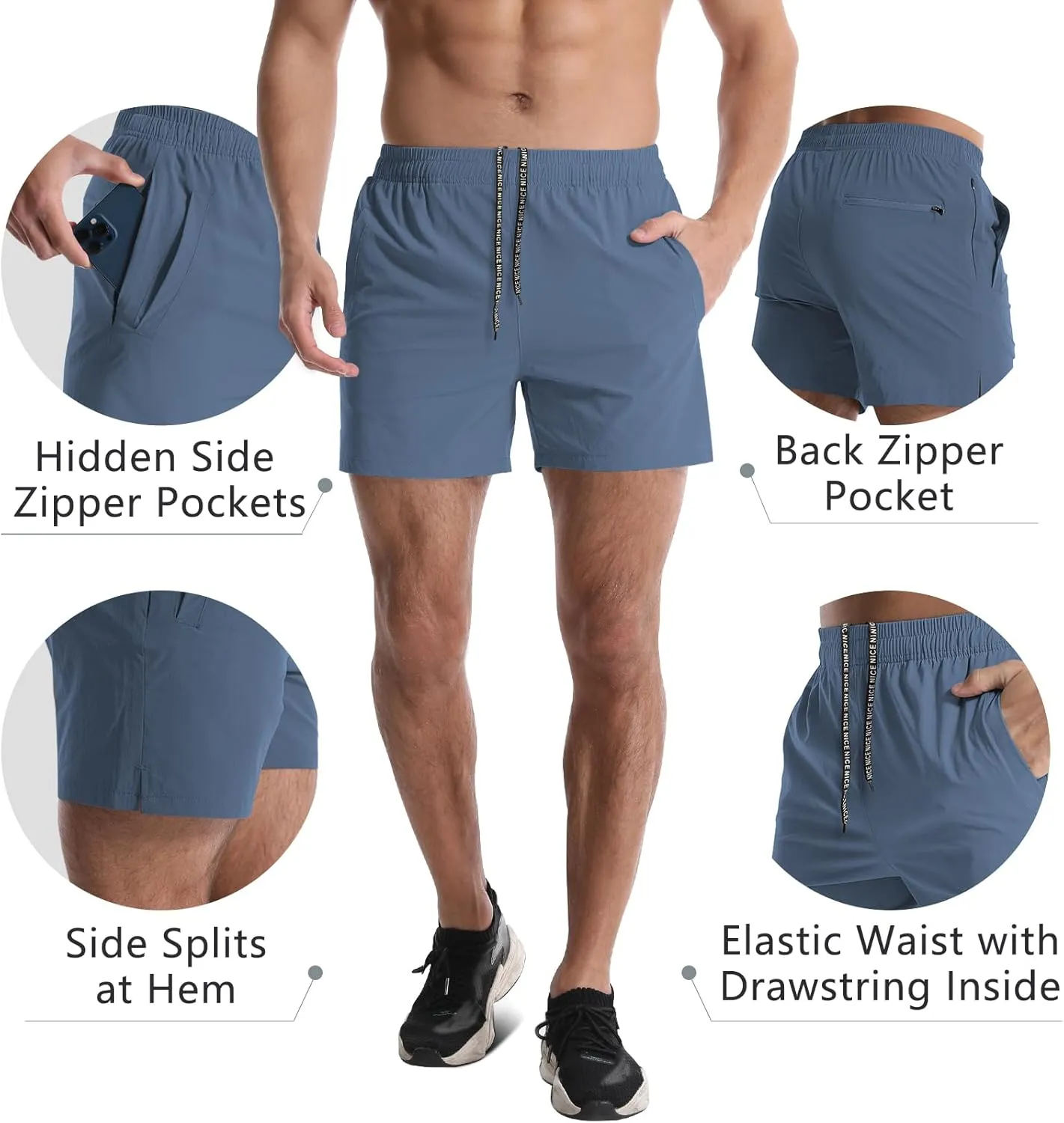 2 Pack Mens Athletic Shorts 5 Inch Quick Dry Gym Workout Shorts Men Lightweight Sports Running Shorts with Pockets