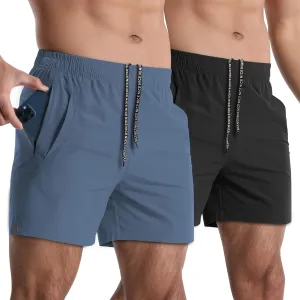 2 Pack Mens Athletic Shorts 5 Inch Quick Dry Gym Workout Shorts Men Lightweight Sports Running Shorts with Pockets