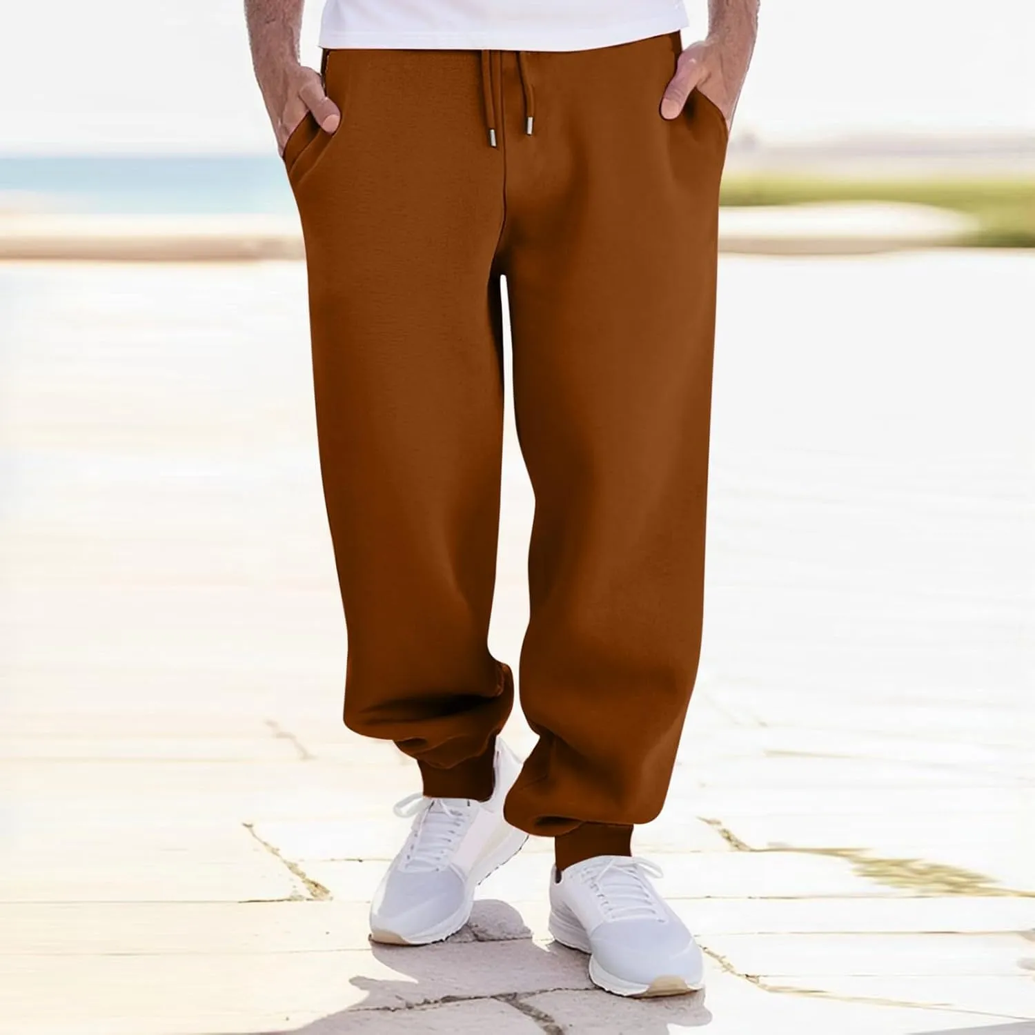 2023 Men's Cargo Pants Loose Sport Pants Plus Size Stylish Jogger Sweatpants Drawstring Hiking Outdoor Trousers with Pocket