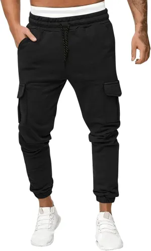 2023 Men's Cargo Sweatpant Multi Pockets Stylish Plus Size Sport Trousers Mens Basic Jogger Sweatpants Lightweight Pant