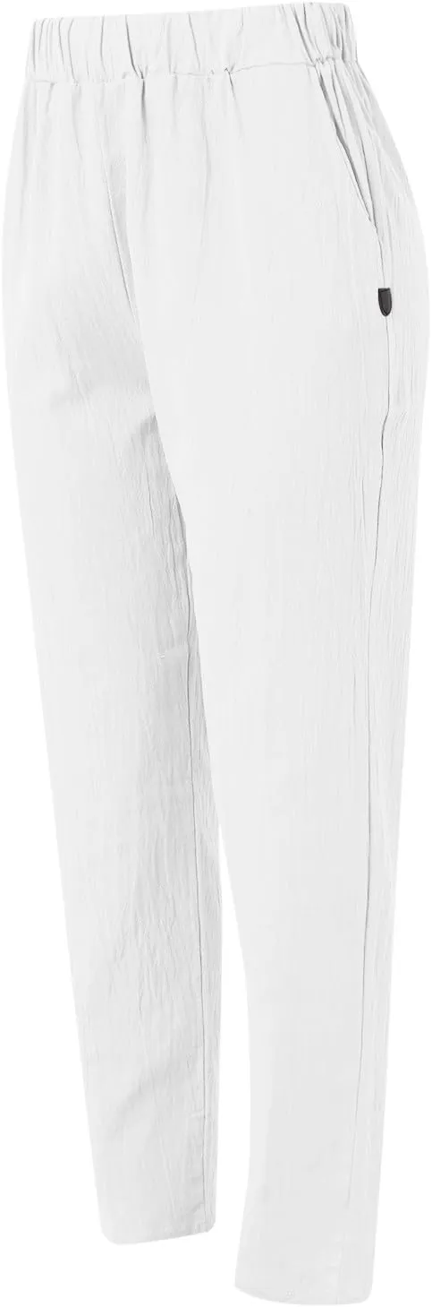 2025 Cotton Linen Pant for Women Spring Summer Casual Boho Beach Pants Lightweight Wide Leg High Waisted Trousers