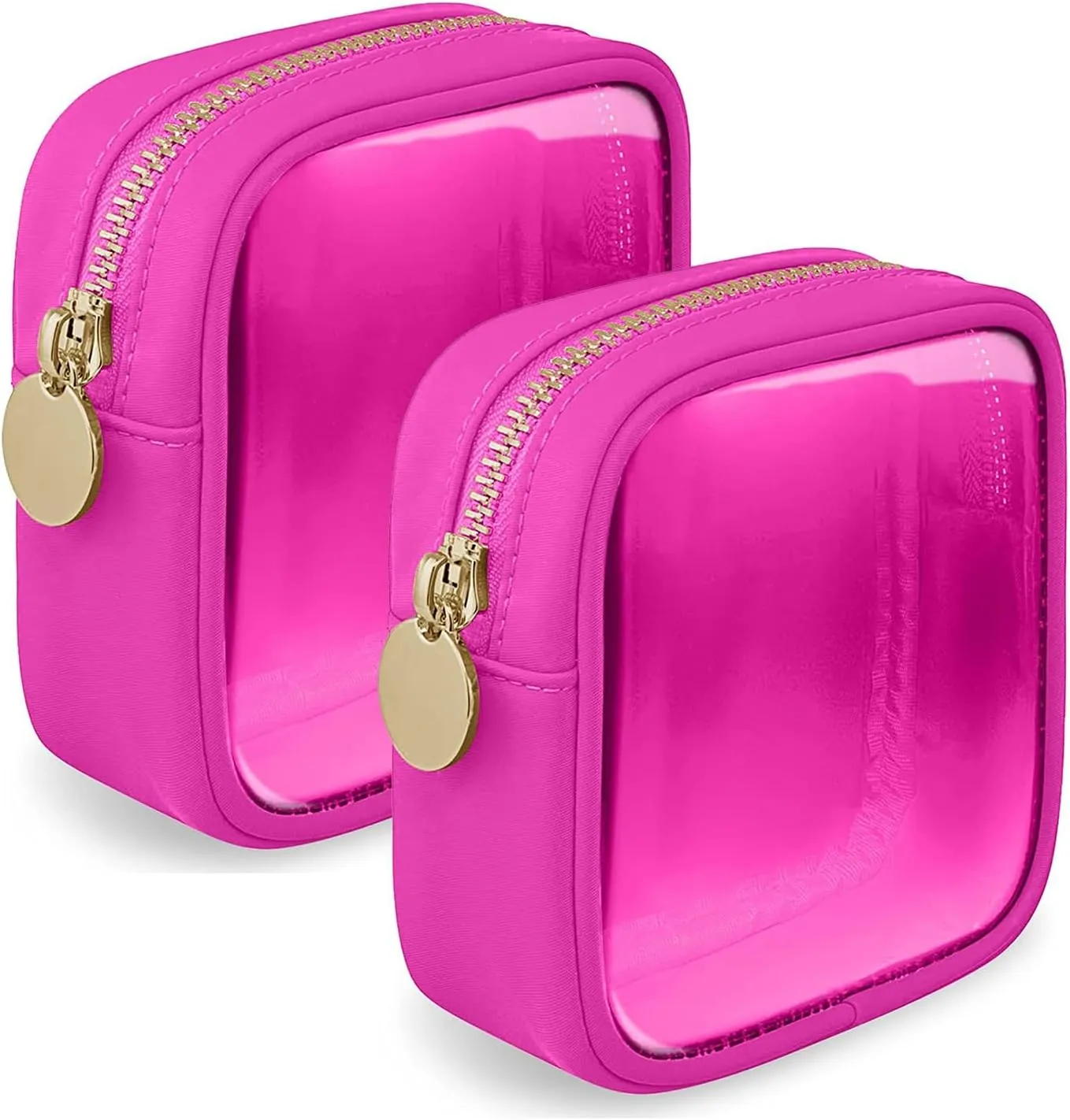 2PCS Mini Makeup Bag, Clear Small Makeup Bag for Purse Mini Cosmetic Bag Travel Pouch Organizer Nylon Waterproof Toiletry Bags for Women Girls