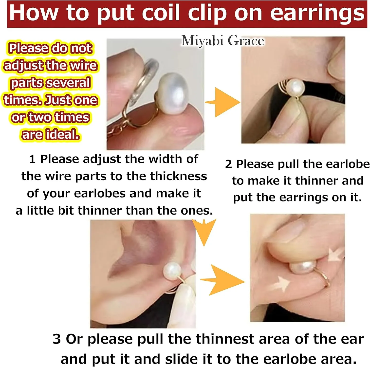 3 Pairs Pearl Clip on Earrings Women,Non Pierced Gold Plated White Imitation Pearl Cute Pearl No Piercing Fake Earrings
