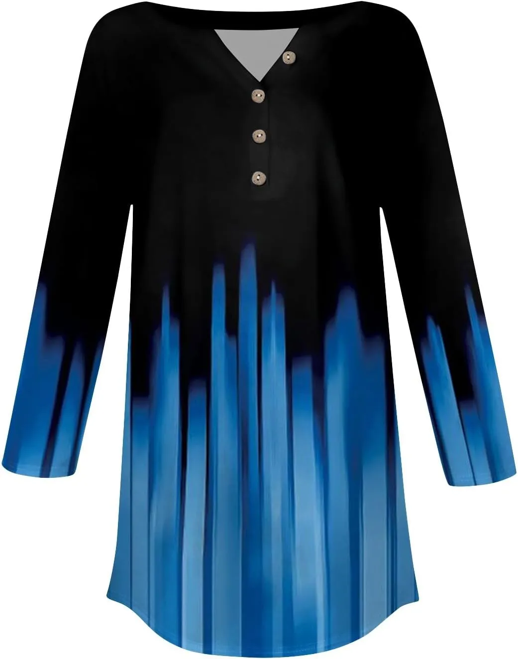 3/4 Length Sleeve Henley Shirts For Women Henley Spring Button Down Tops Baggy V Neck Blouses