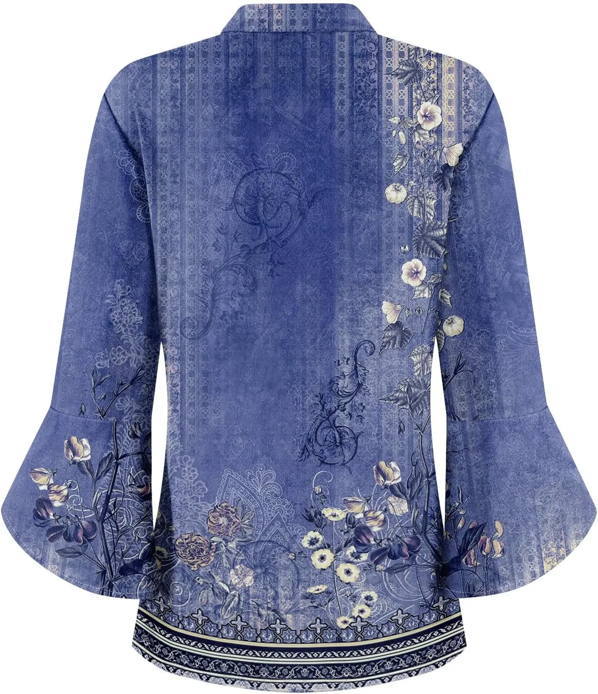 3/4 Sleeve Tops for Women V Neck Summer T Shirts Trendy Bell Sleeve Floral Print Blouses Dressy Casual 2025 Tops Cute