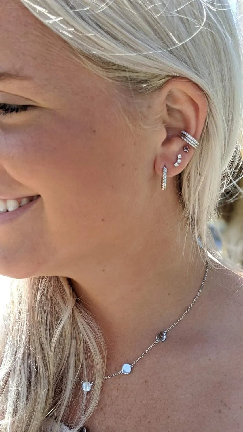 925 Sterling Silver 18K Gold Plated Huggie Ear Cuff for Women | Clip on Cartilage | Set of Three Ear Wraps