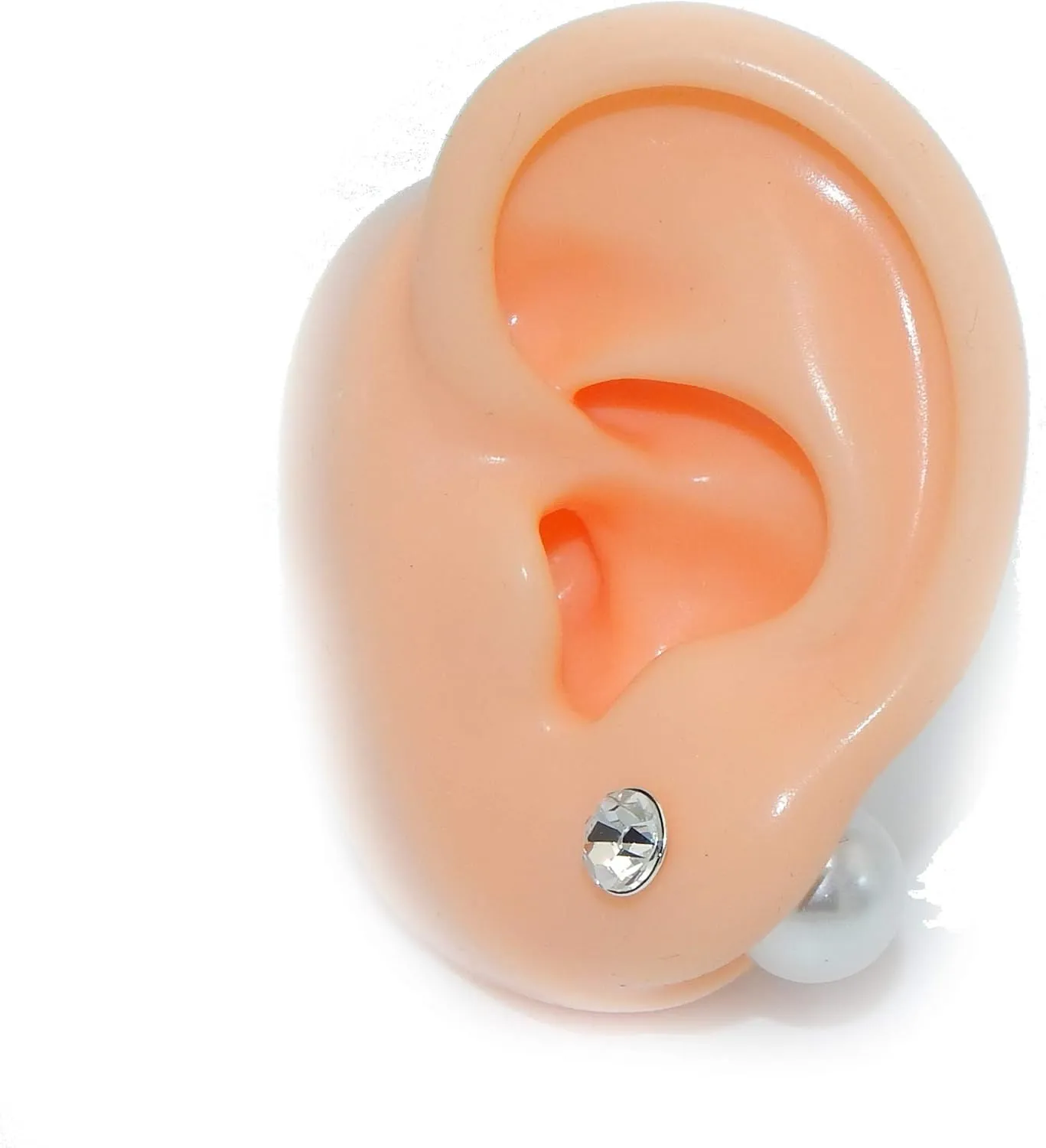 925 Sterling Silver Plastic Pearl & Round Crystal Ear Jacket Earrings Back Ear Cuffs double stud earrings 33166 33167