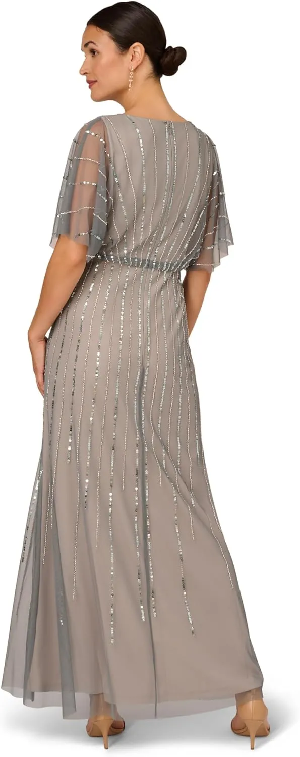 Adrianna Papell Women's Beaded Blouson Gown