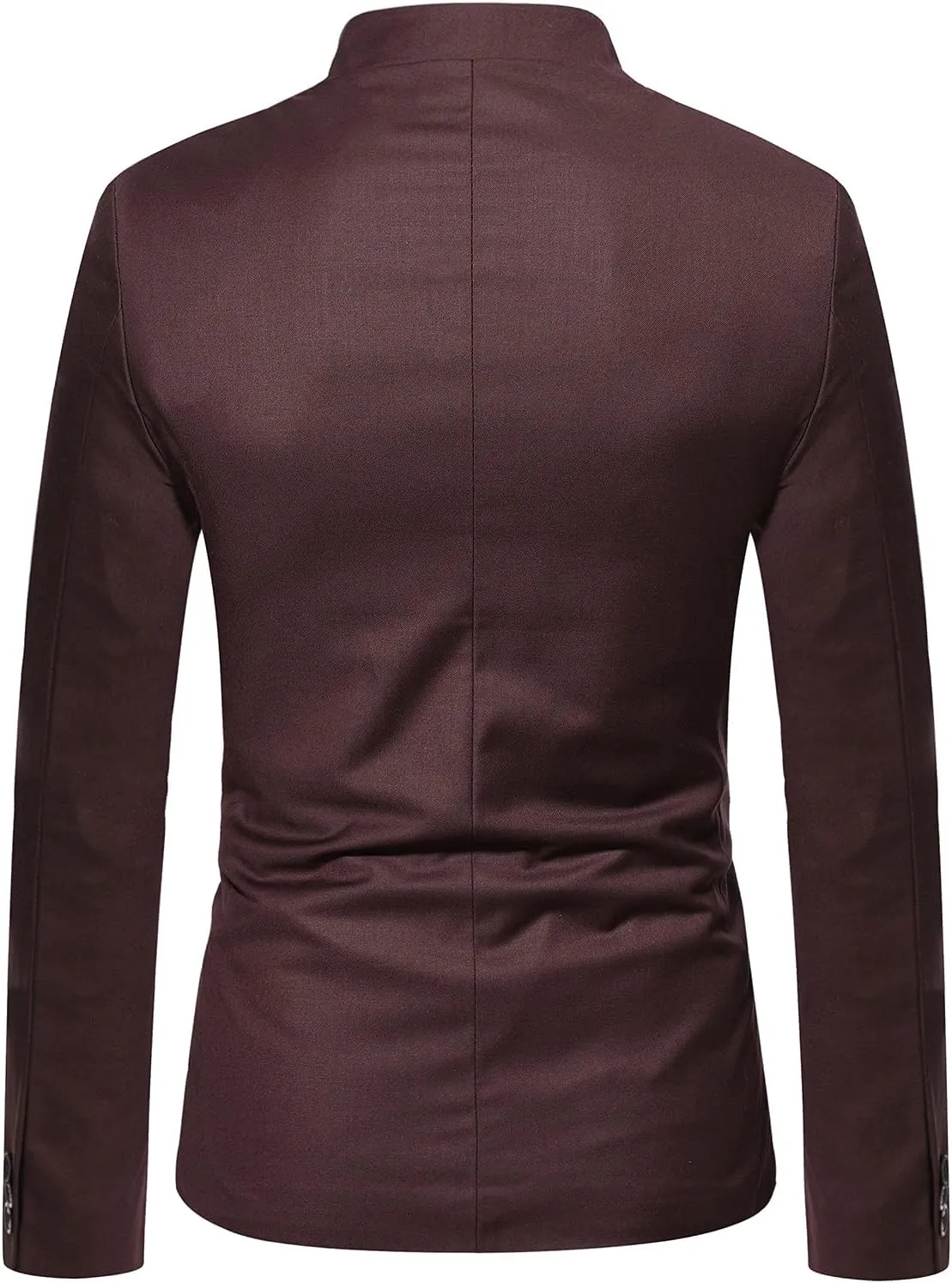 Akklian Men's Chinese Tunic Suits Mandarin Collar Formal Jacket Slim-Fit Front Button Blazer Traditional Uniform Dress Shirt