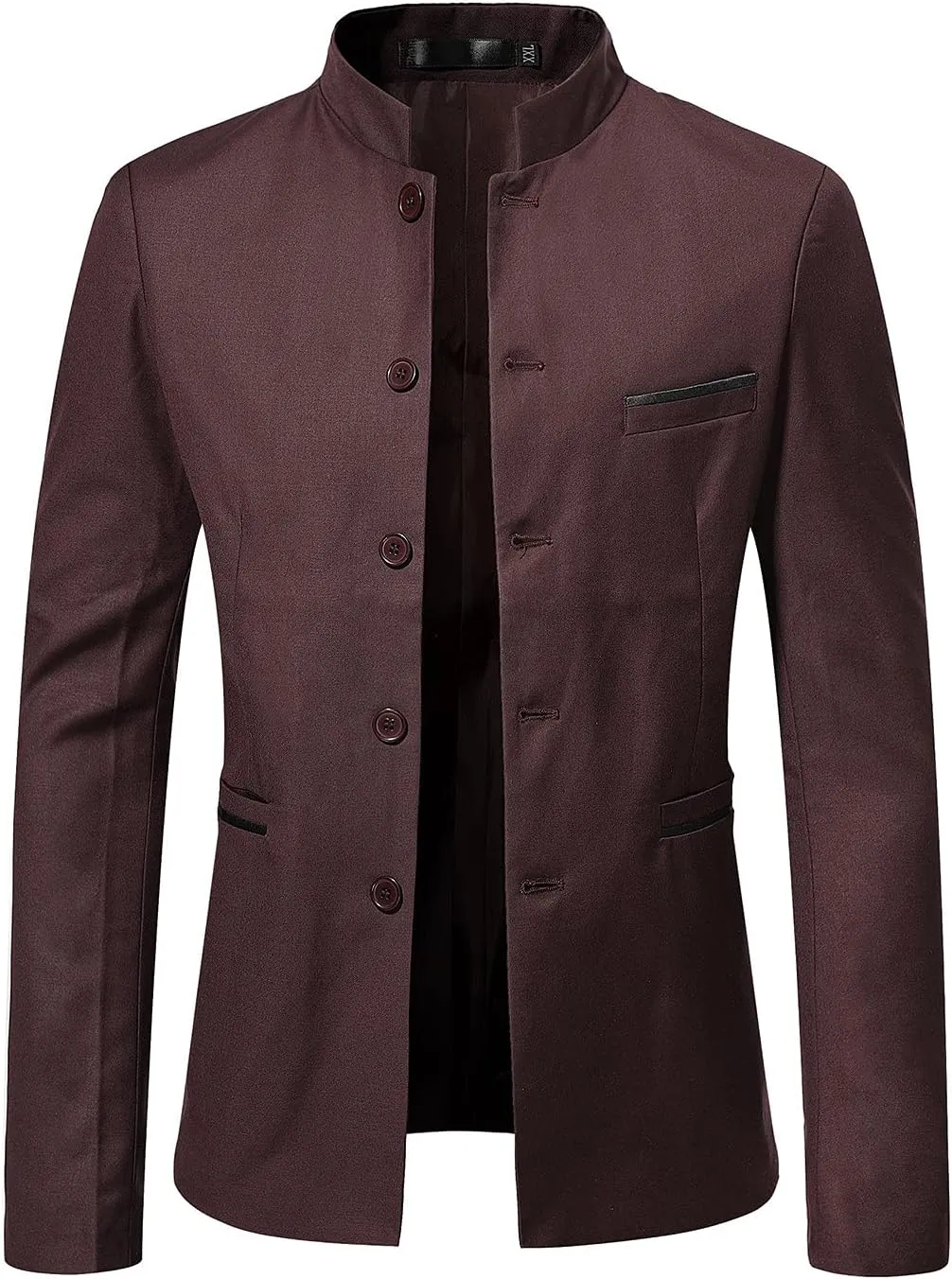 Akklian Men's Chinese Tunic Suits Mandarin Collar Formal Jacket Slim-Fit Front Button Blazer Traditional Uniform Dress Shirt
