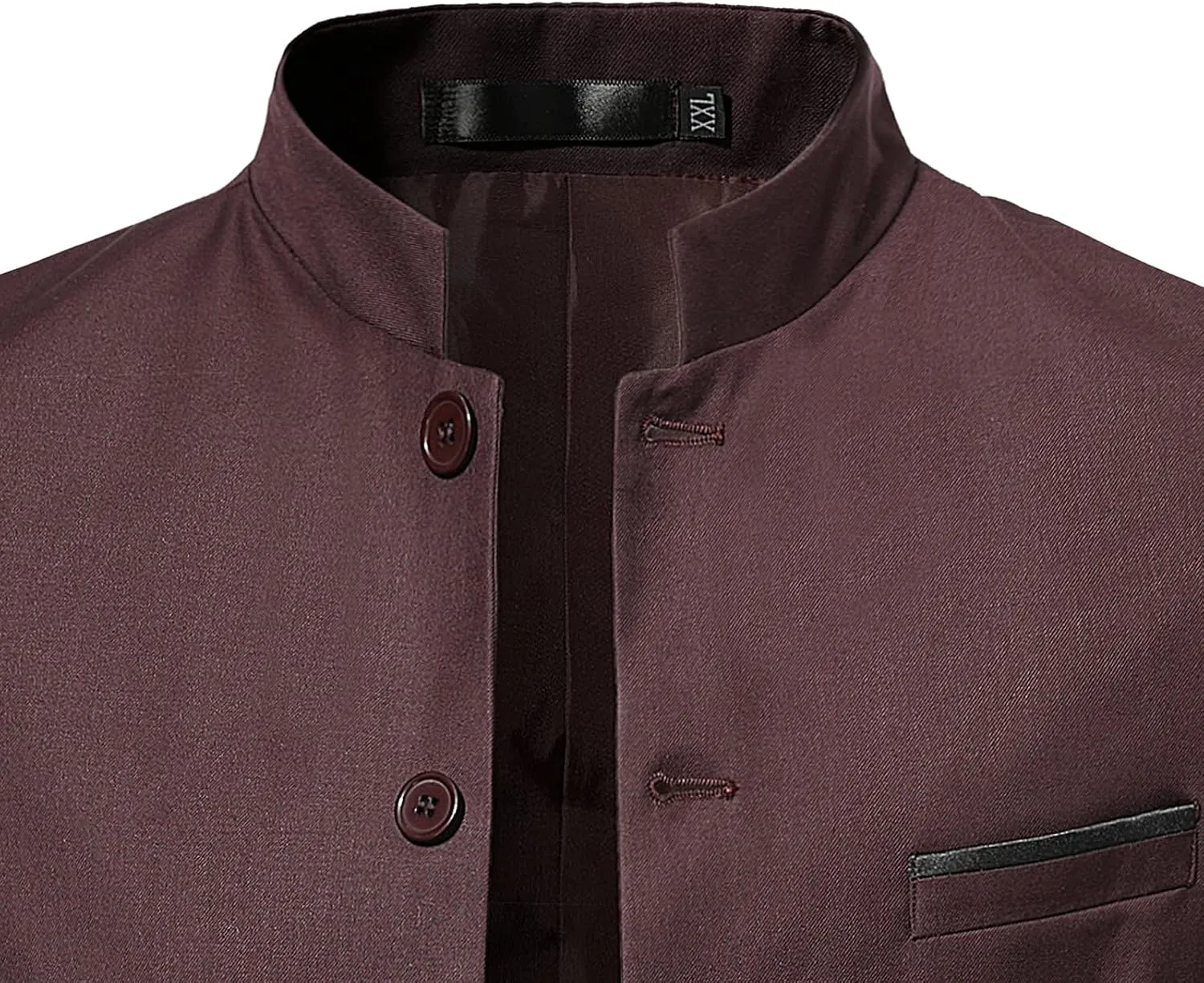 Akklian Men's Chinese Tunic Suits Mandarin Collar Formal Jacket Slim-Fit Front Button Blazer Traditional Uniform Dress Shirt