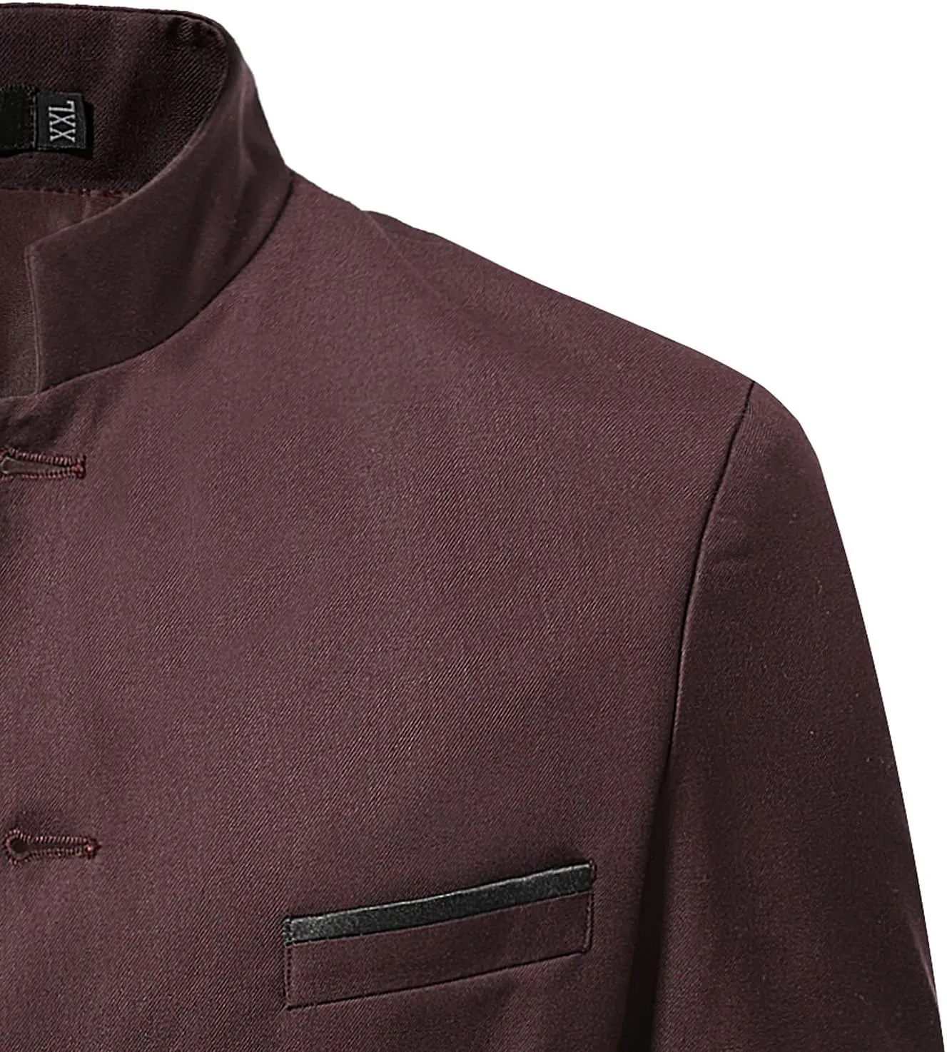 Akklian Men's Chinese Tunic Suits Mandarin Collar Formal Jacket Slim-Fit Front Button Blazer Traditional Uniform Dress Shirt
