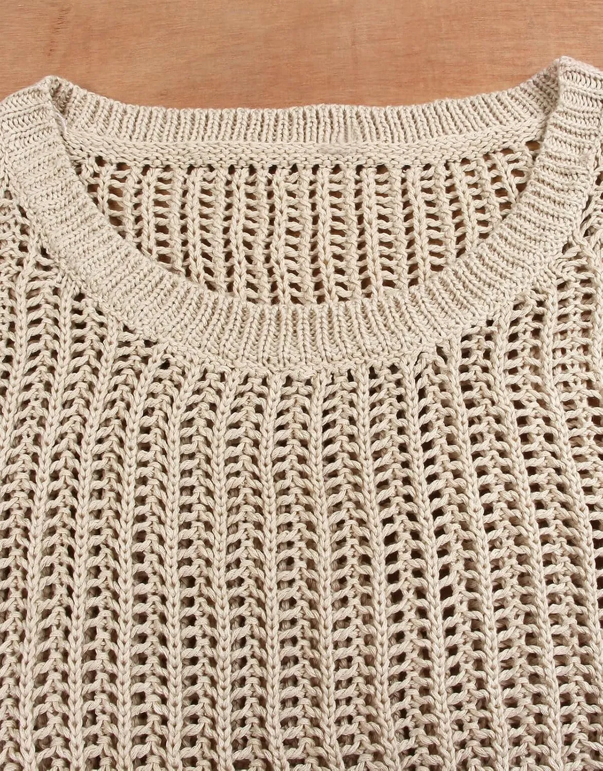 Alsol Lamesa Women's Plus Size Crochet Tops Short Sleeve Hollow Out Loose Scoop Neck Beach Crochet Cover Up 1X-5X