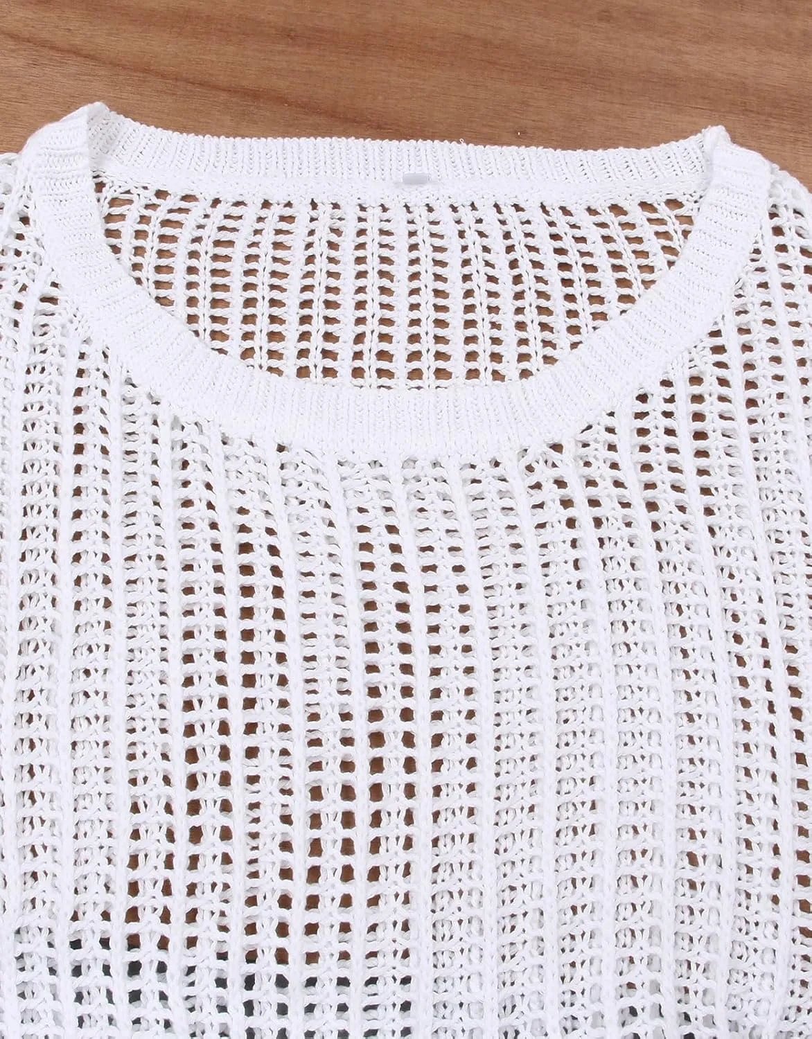 Alsol Lamesa Women's Plus Size Crochet Tops Short Sleeve Hollow Out Loose Scoop Neck Beach Crochet Cover Up 1X-5X