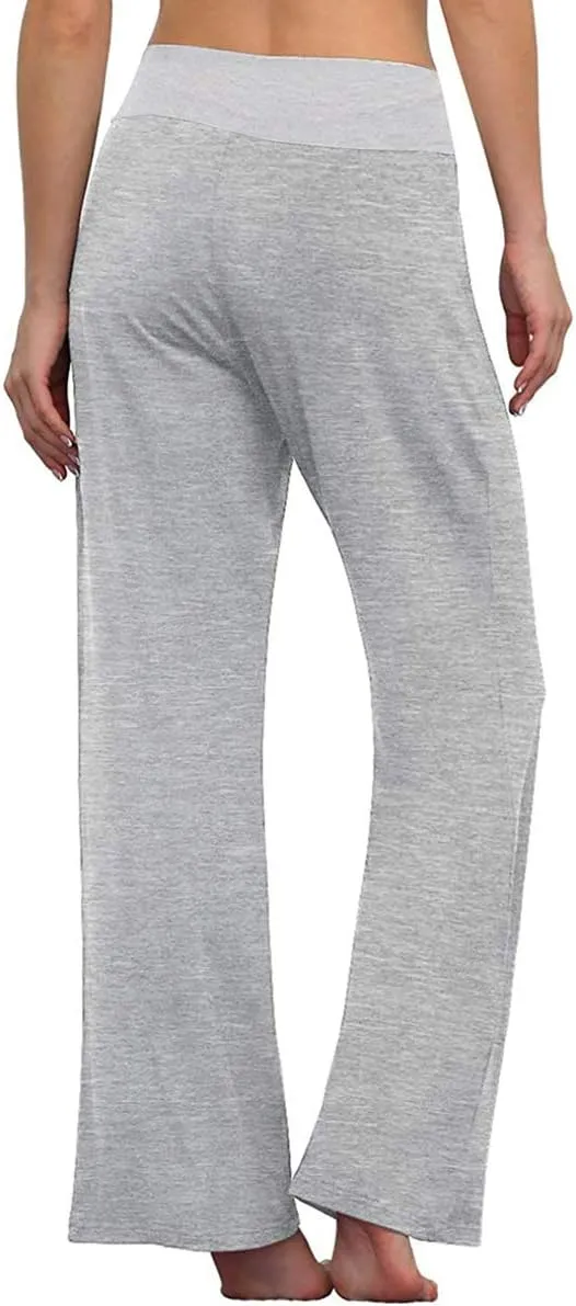 AMiERY Women's Comfy Casual Pajamas Pant Floral Printed High Waist Wide Legs Lounge Pants Trousers