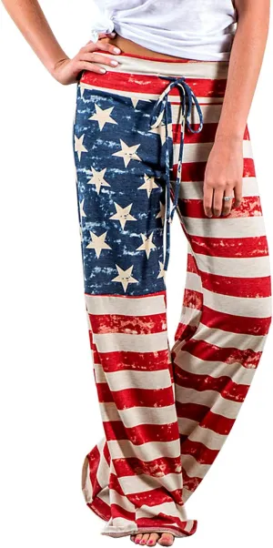 AMiERY Women's Comfy Casual Pajamas Pant Floral Printed High Waist Wide Legs Lounge Pants Trousers
