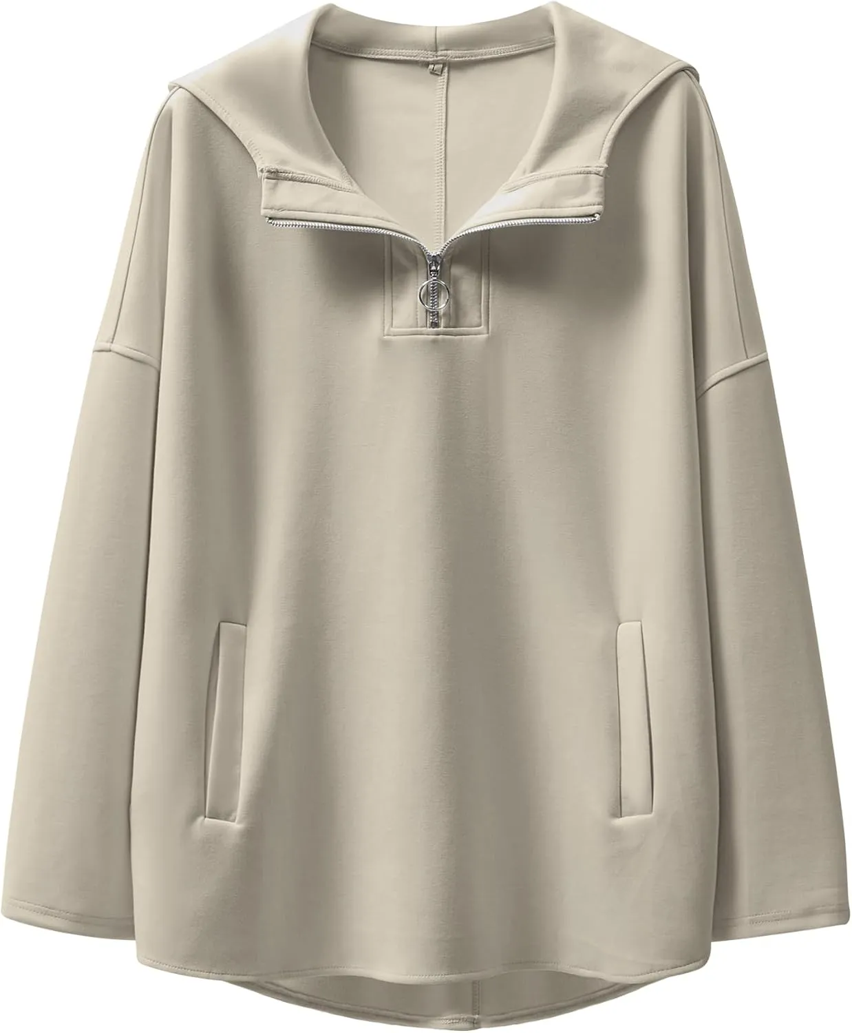 ANRABESS Womens Oversized Hoodie Quarter Zip Sweatshirts 2025 Spring Tunic Pullover Top Trendy Teen Girls Preppy Clothes