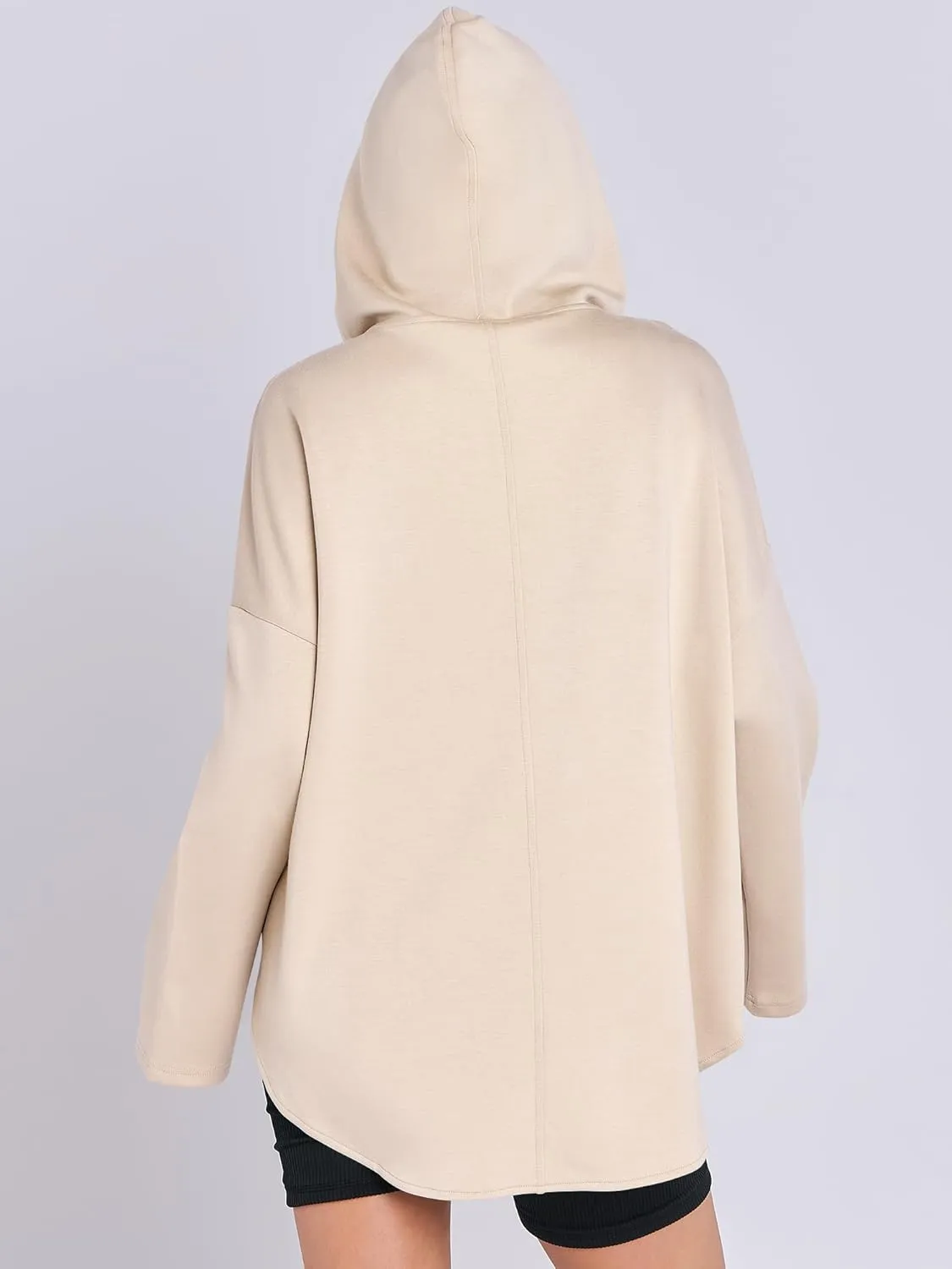 ANRABESS Womens Oversized Hoodie Quarter Zip Sweatshirts 2025 Spring Tunic Pullover Top Trendy Teen Girls Preppy Clothes