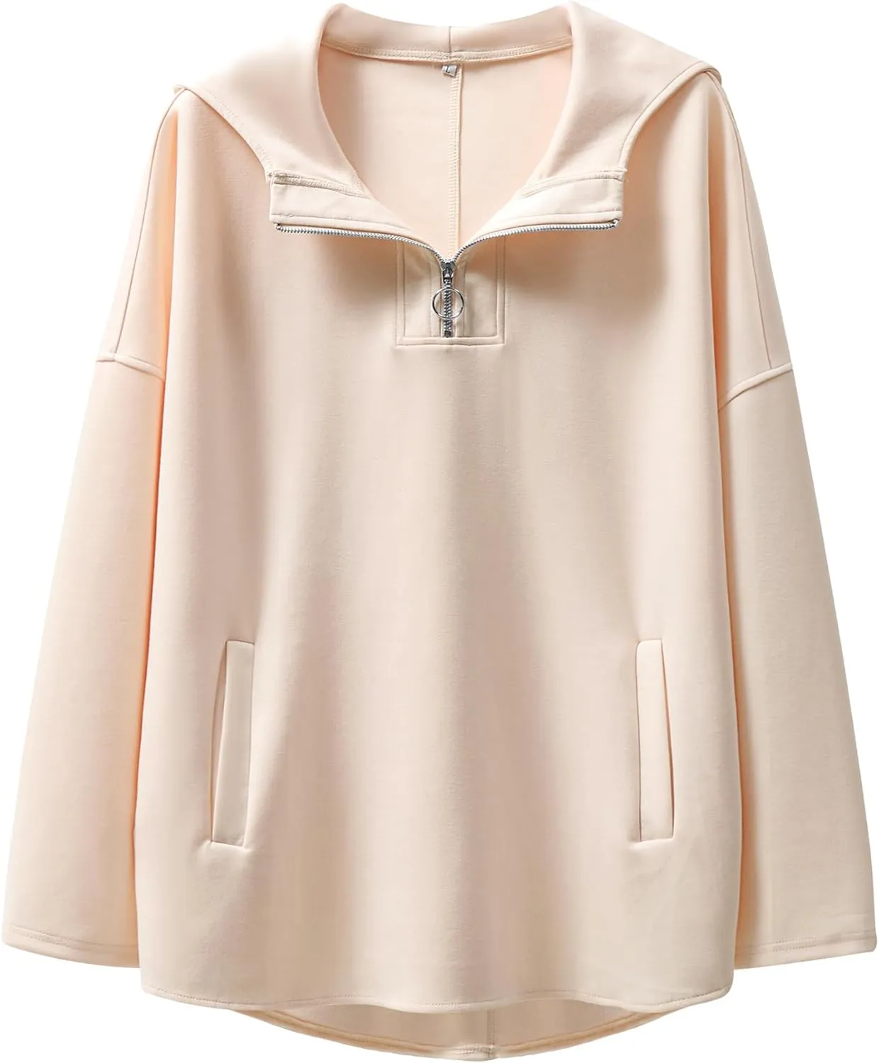 ANRABESS Womens Oversized Hoodie Quarter Zip Sweatshirts 2025 Spring Tunic Pullover Top Trendy Teen Girls Preppy Clothes