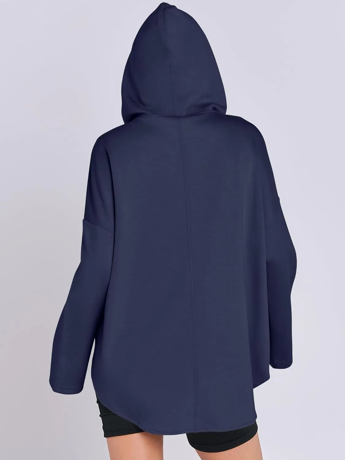 ANRABESS Womens Oversized Hoodie Quarter Zip Sweatshirts 2025 Spring Tunic Pullover Top Trendy Teen Girls Preppy Clothes