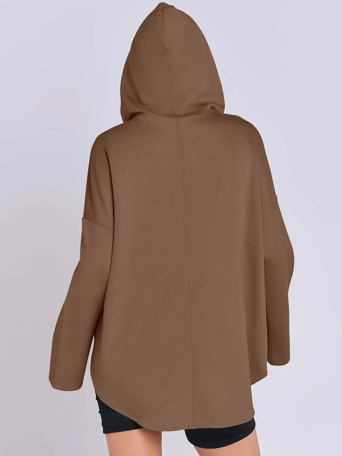 ANRABESS Womens Oversized Hoodie Quarter Zip Sweatshirts 2025 Spring Tunic Pullover Top Trendy Teen Girls Preppy Clothes