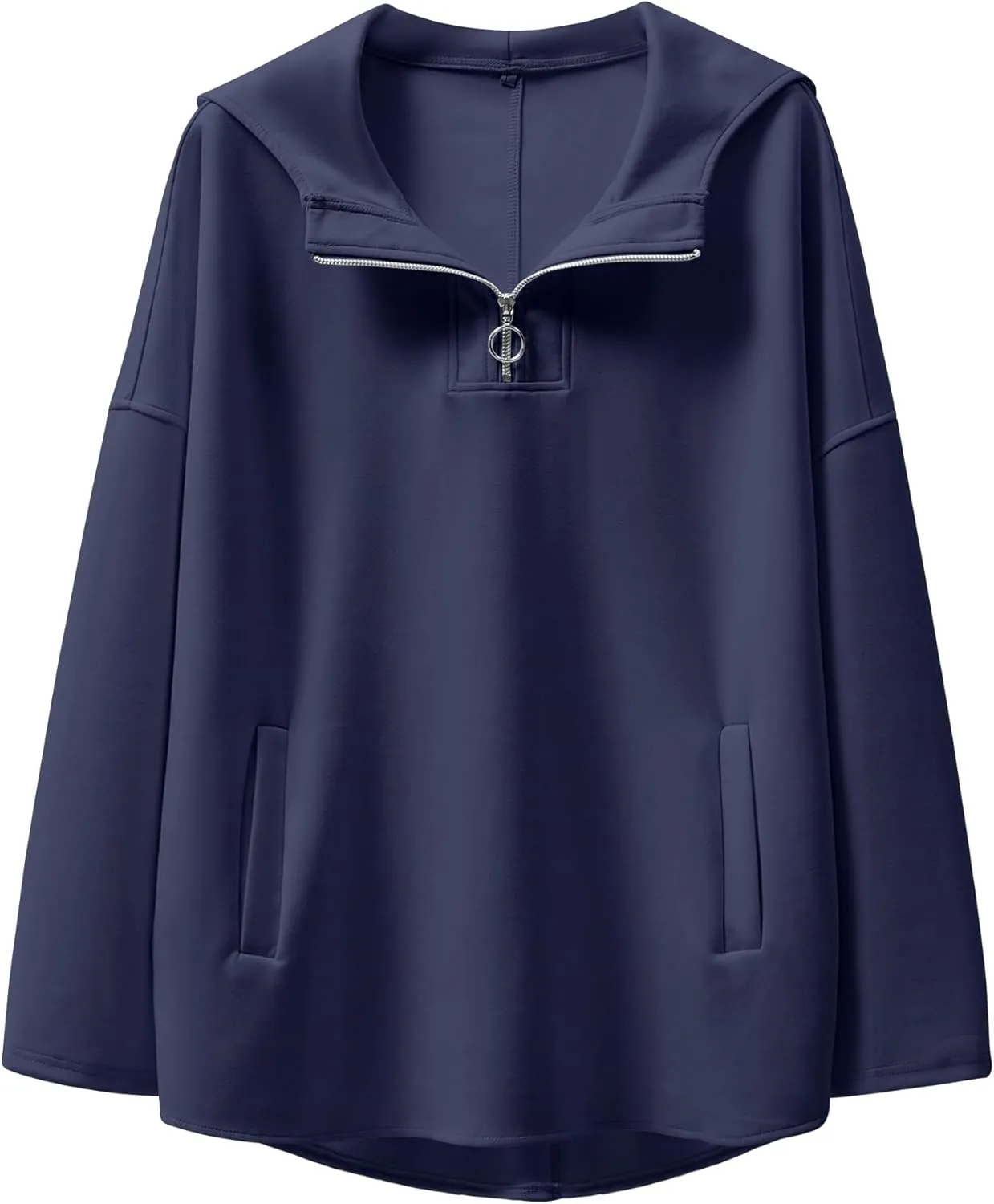ANRABESS Womens Oversized Hoodie Quarter Zip Sweatshirts 2025 Spring Tunic Pullover Top Trendy Teen Girls Preppy Clothes