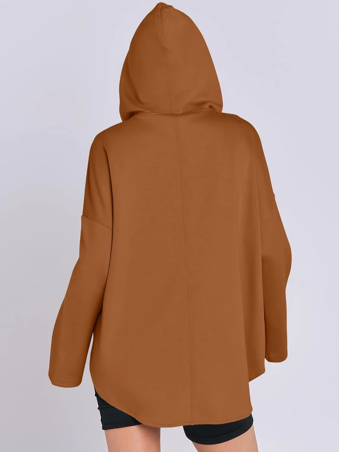ANRABESS Womens Oversized Hoodie Quarter Zip Sweatshirts 2025 Spring Tunic Pullover Top Trendy Teen Girls Preppy Clothes