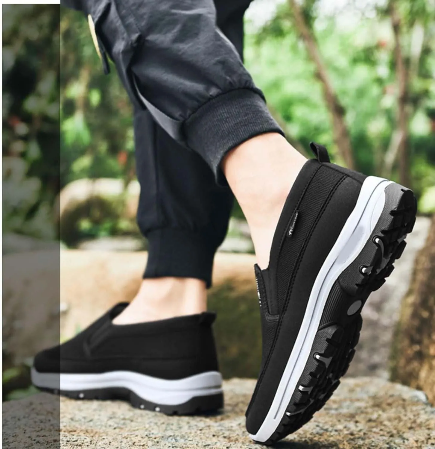 Auguscare Shoes - Auguscare Shoes Men Seniors, Breeze Shoes for Men, Men's Arch Support Slip-on Canvas Loafers (Black,11.5)