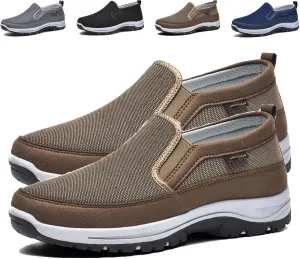 Auguscare Shoes - Auguscare Shoes Men Seniors, Breeze Shoes for Men, Men's Arch Support Slip-on Canvas Loafers (Brown,11.5)