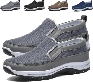Auguscare Shoes - Auguscare Shoes Men Seniors, Breeze Shoes for Men, Men's Arch Support Slip-on Canvas Loafers (Gray,11.5)