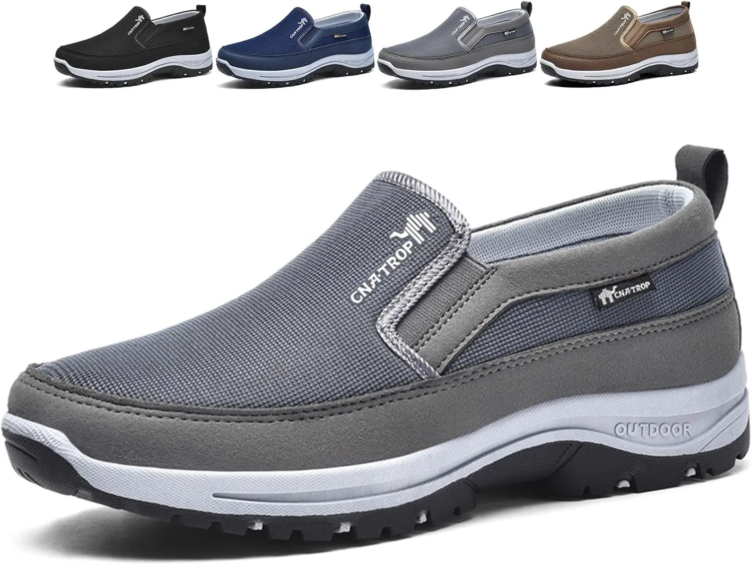 Auguscare Shoes Men, Men's Arch Support Slip-on Canvas Loafers, Men's Mesh Breathable Walking Shoes, Outdoor Casual Non Slip Orthopedic Sneakers