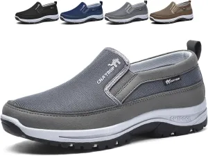 Auguscare Shoes Men, Men's Arch Support Slip-on Canvas Loafers, Men's Mesh Breathable Walking Shoes, Outdoor Casual Non Slip Orthopedic Sneakers
