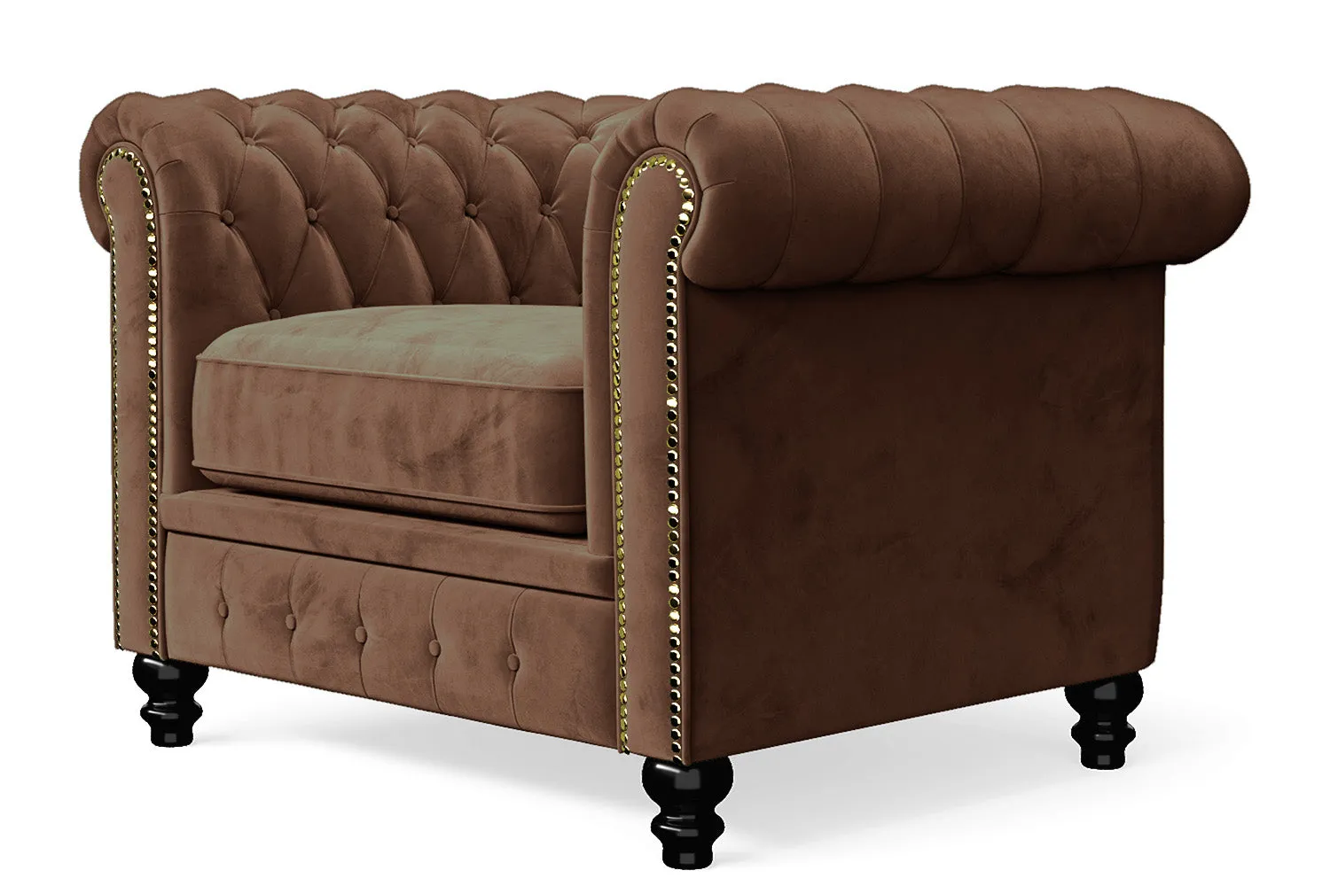 Aversa Armchair Coffee Brown Velvet