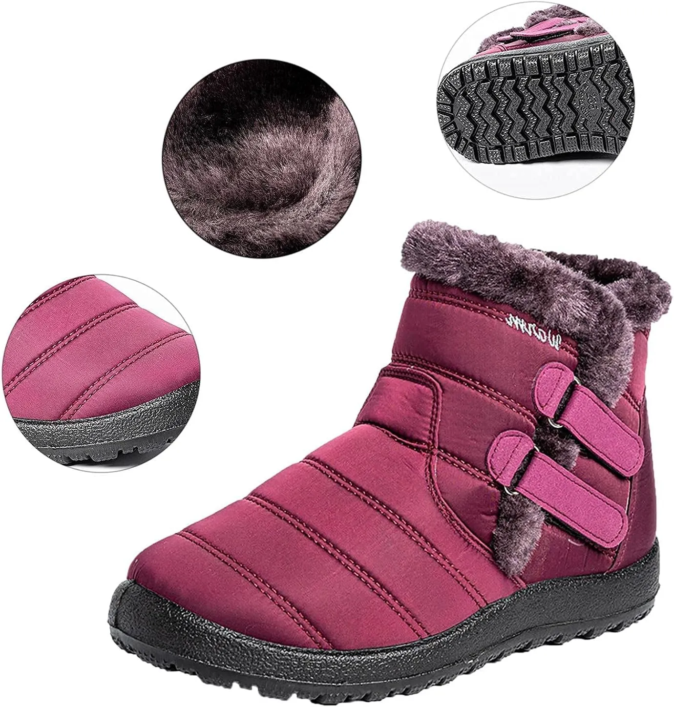 Bcshiye Womens Snow Boots,Warm Anit-Slip Ankle Bootie Waterproof Outdoor Snow Boots Fur Lined Winter Shoes for Women
