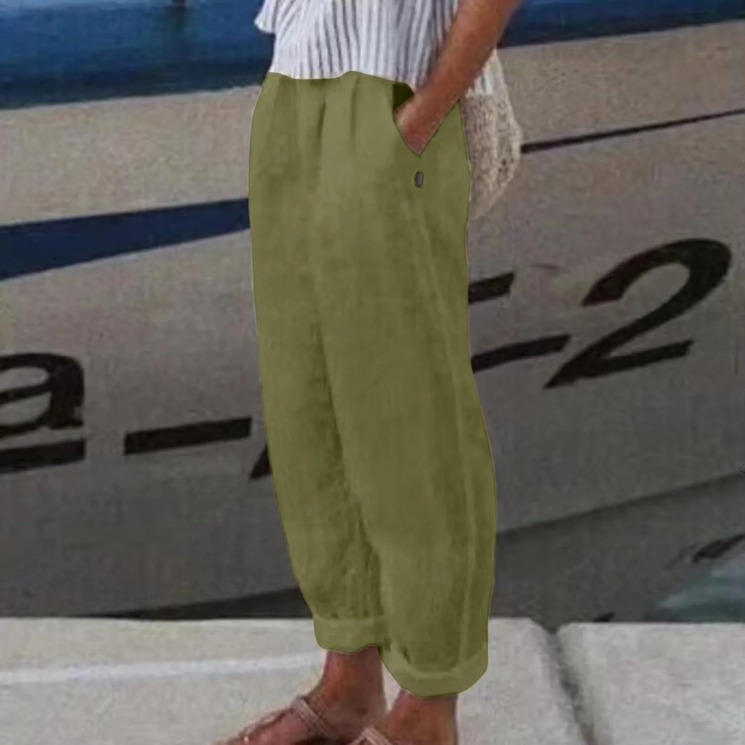 Beach Pants for Women Trendy 2025 Lounge Loose Drawstring Elastic Waist Pant Trousers Casual Summer Slacks Clothes