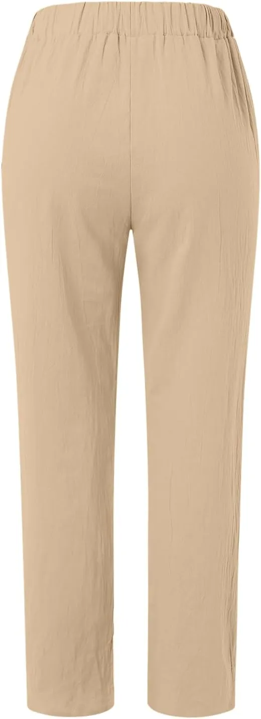 Beach Pants for Women Trendy 2025 Lounge Loose Drawstring Elastic Waist Pant Trousers Casual Summer Slacks Clothes