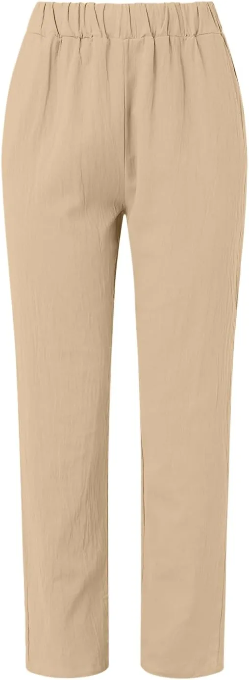 Beach Pants for Women Trendy 2025 Lounge Loose Drawstring Elastic Waist Pant Trousers Casual Summer Slacks Clothes