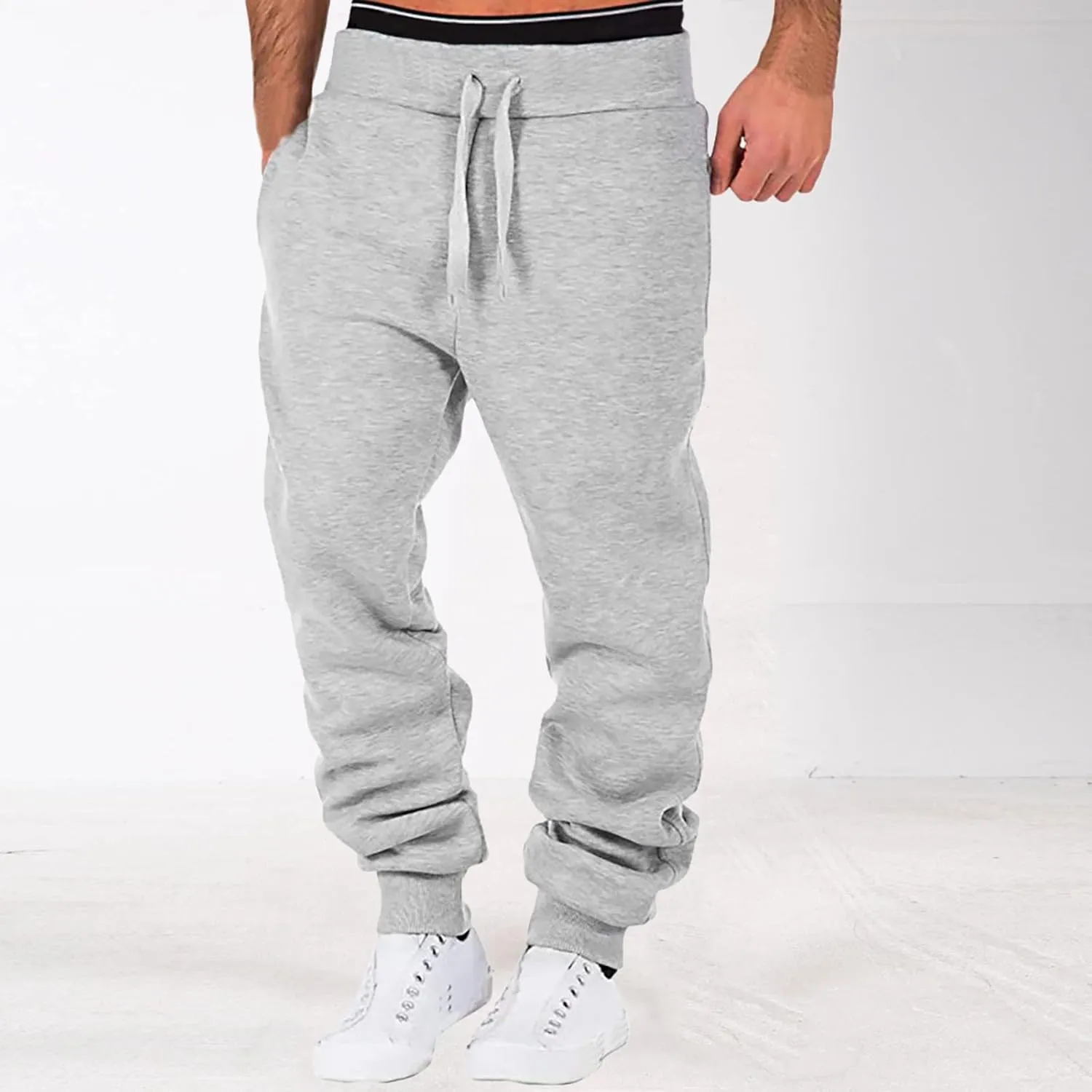Big and Tall Sweatpants for Men Athletic Workout Jogger Pants Drawstring Trousers Men's Winter Fleece Pants Sherpa