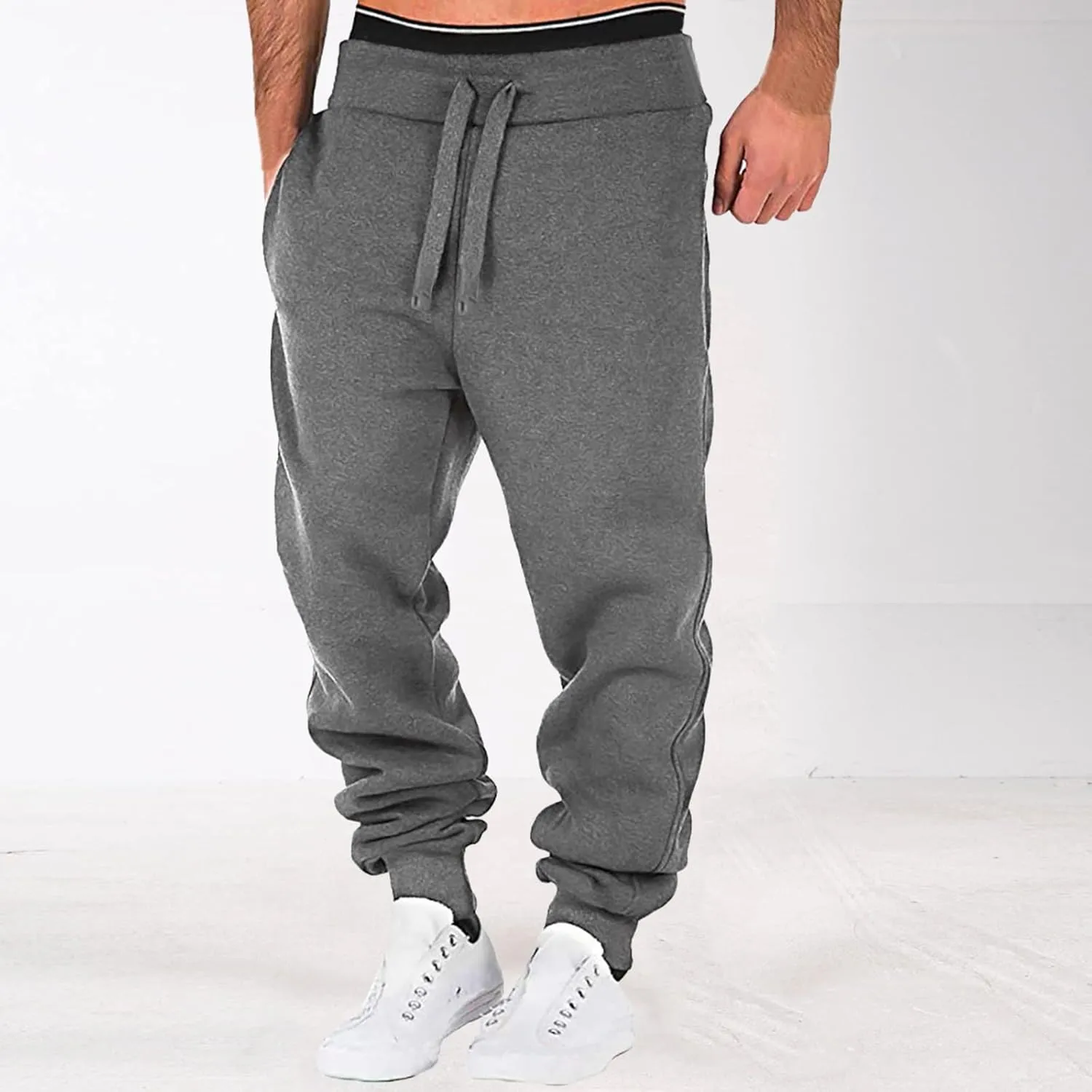 Big and Tall Sweatpants for Men Athletic Workout Jogger Pants Drawstring Trousers Men's Winter Fleece Pants Sherpa