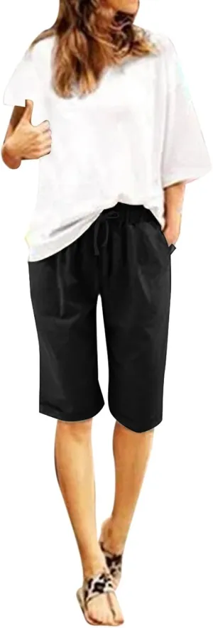 Biker Shorts Women with Pockets Pants Straight Leg Sports Casual Loose Shorts Biker Shorts Women with Pockets Plus