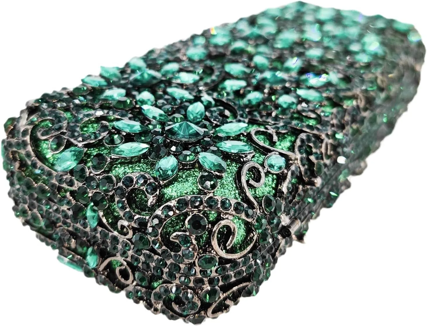 Boutique De FGG Bling Flower Crystal Clutch Evening Bags for Women Formal Party Rhinestone Clutch Purse Wedding Handbag,Mini