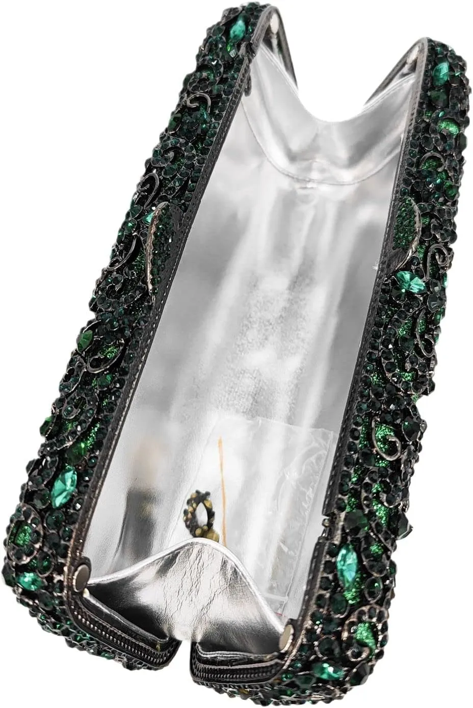 Boutique De FGG Bling Flower Crystal Clutch Evening Bags for Women Formal Party Rhinestone Clutch Purse Wedding Handbag,Mini
