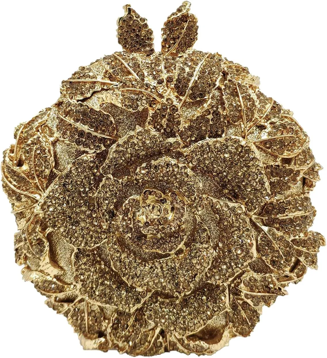 Boutique De FGG Round Rose Flower Crystal Clutch Purses for Women Formal Evening Bags Wedding Clutch Bag Party Handbags,Mini