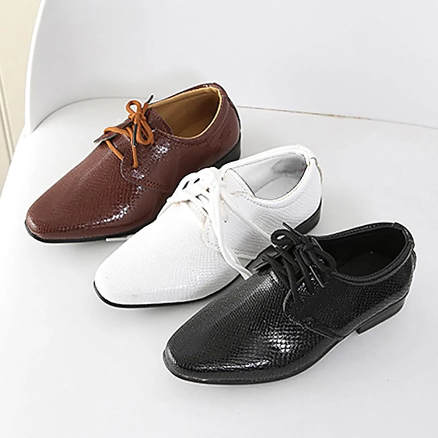 Boys Derb?? Leather Formal Dress Shoes Pointed Toe Oxford Lace Up Wedding Party Performance Prom Footwear for Baby
