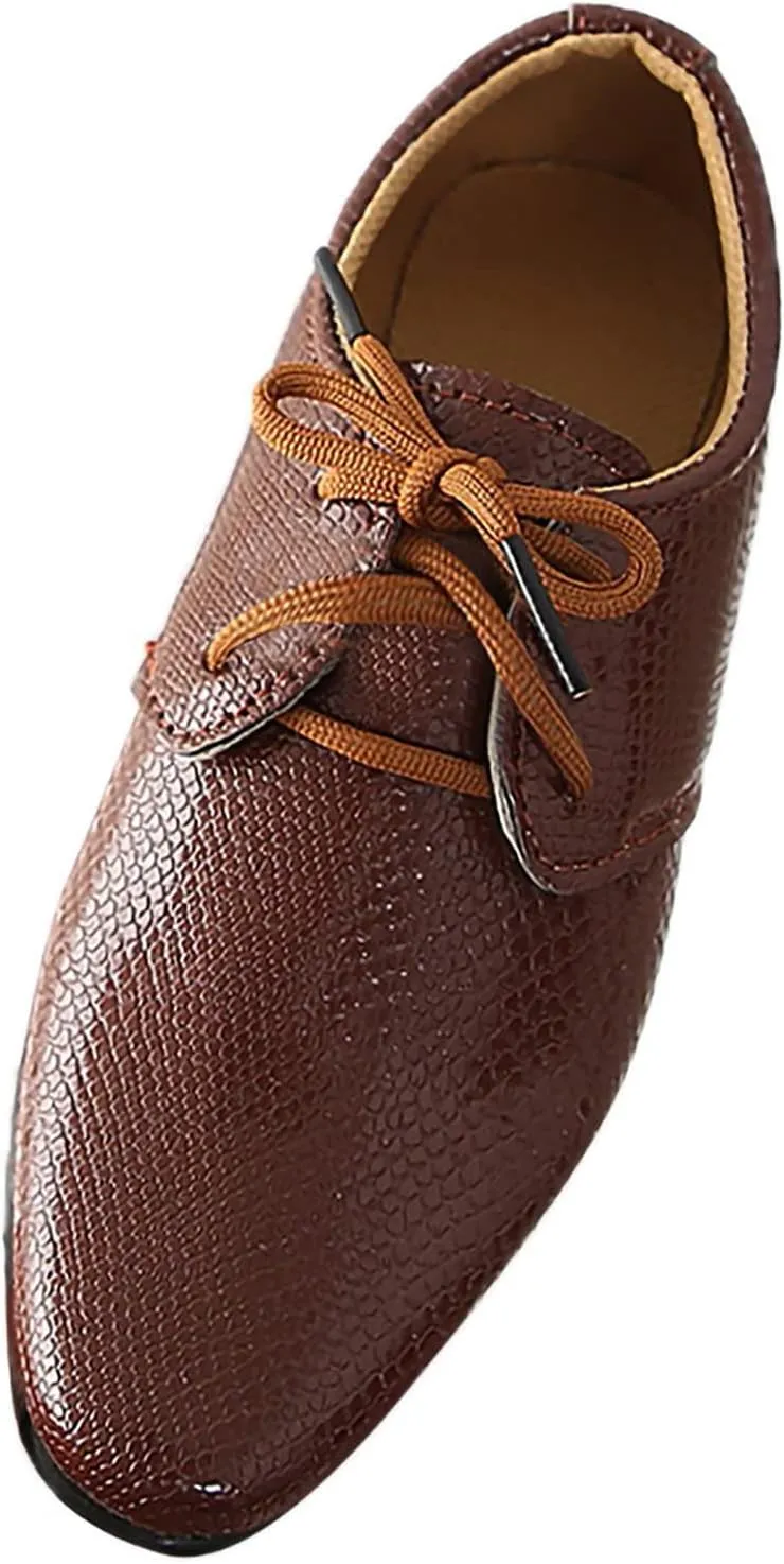 Boys Derb?? Leather Formal Dress Shoes Pointed Toe Oxford Lace Up Wedding Party Performance Prom Footwear for Baby
