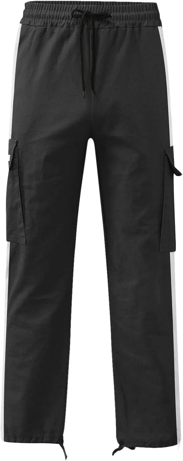 Cargo Pants for Men Big and Tall Elastic Waist Jogger Sports Pants Drawstring Sports Trousers Joggers for Men Sports