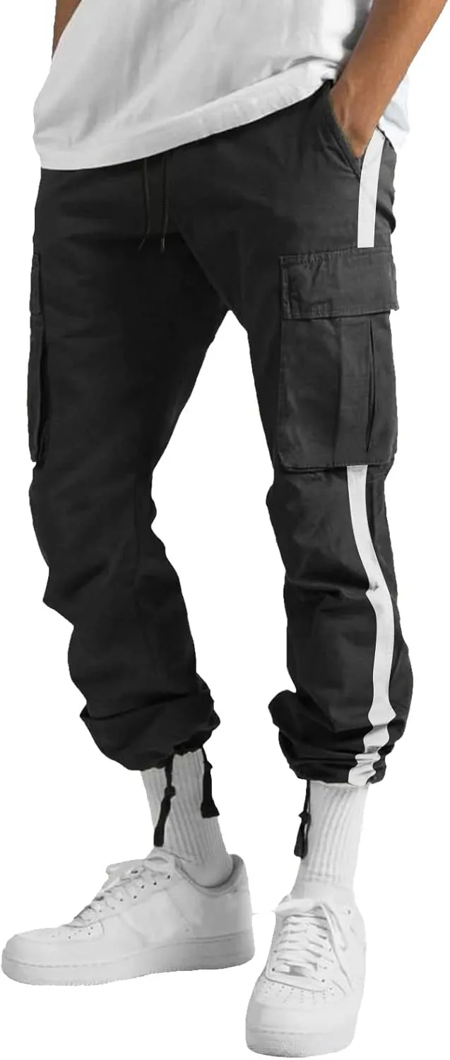 Cargo Pants for Men Big and Tall Elastic Waist Jogger Sports Pants Drawstring Sports Trousers Joggers for Men Sports
